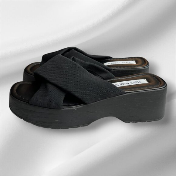 Steve Madden Phoebe Black Slides Size 10 - Picture 5 of 7